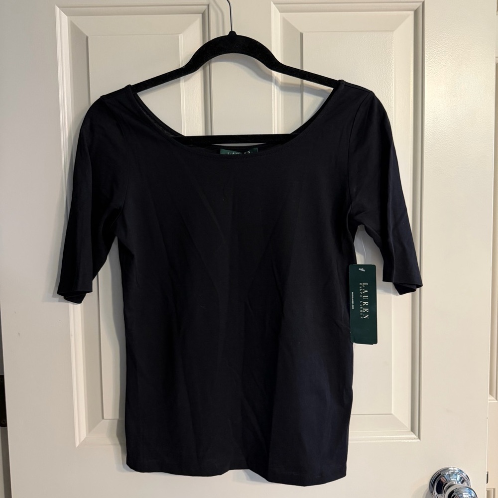 Lauren Ralph Lauren Women's Black Short Sleeve Top